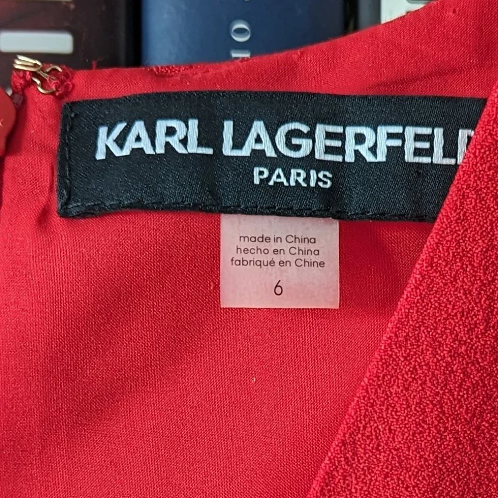 Karl Lagerfeld Red Belted Jumpsuit // Wide Leg & Cropped // Size 6 // NWT - Picture 4 of 7